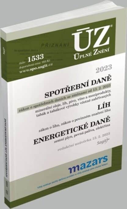 ÚZ 1533 Spotřební daně, líh, paliva a maziva, energetické daně