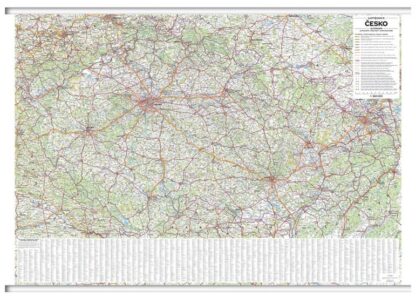 Česko - automapa nástěnná 1:360 000 s plastovými lištami (1360x970mm)