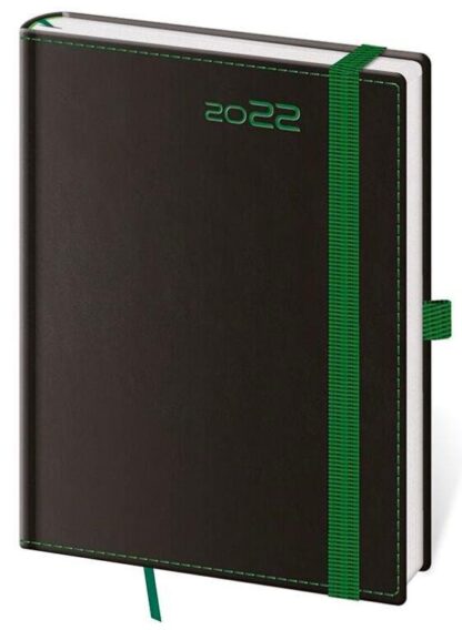 Diář 2022 Black - Green týdenní B6 s poutkem na propisku