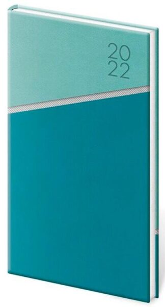 Diář 2022 Line - zelený, týdenní kapesní