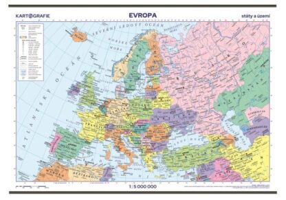 Evropa - školní fyzická nástěnná mapa, 136x96 cm/1:5 mil.