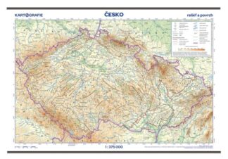 Česko - reliéf a povrch 1:375 000 nástěnná mapa