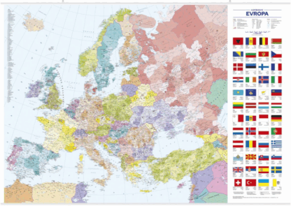 Evropa – administrativní dělení – nástěnná mapa