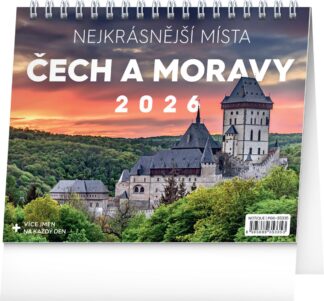 Kalendář 2026 stolní: Nejkrásnější místa Čech a Moravy, 16,5 x 13 cm