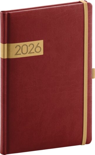 Diář 2026: Twill - bordózlatý, týdenní, 15 x 21 cm