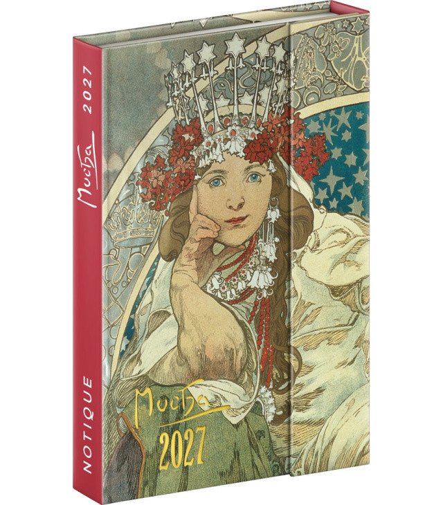 Diář 2027: Alfons Mucha - týdenní, magnetický, 11 x 16 cm