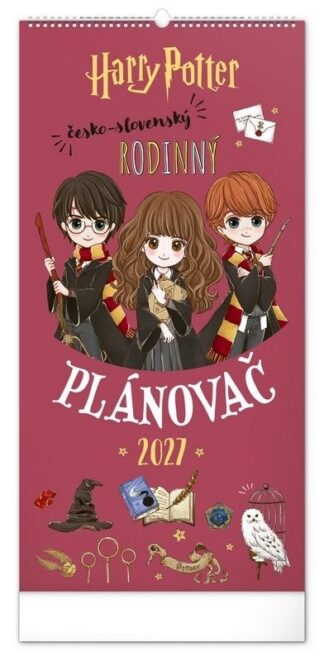 Kalendář 2027 nástěnný: Rodinný, plánovací Harry Potter, 21 x 42 cm