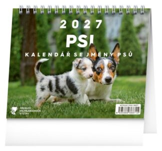 Kalendář 2027 stolní: Psi - se jmény psů, 16,5 x 13 cm